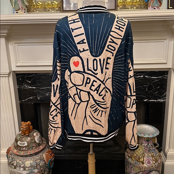 Graphic Love and Peace Bomber Jacket - Picture 4 of 4